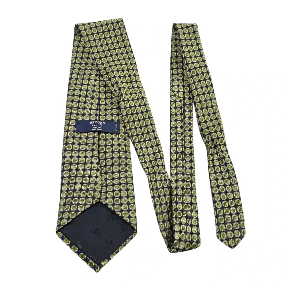 Brooks‎ Brothers Silk Geometric Pattern Necktie Navy Green Men's Tie New
